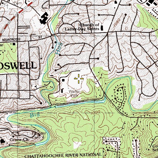 Topographic Map of Waller Park, GA