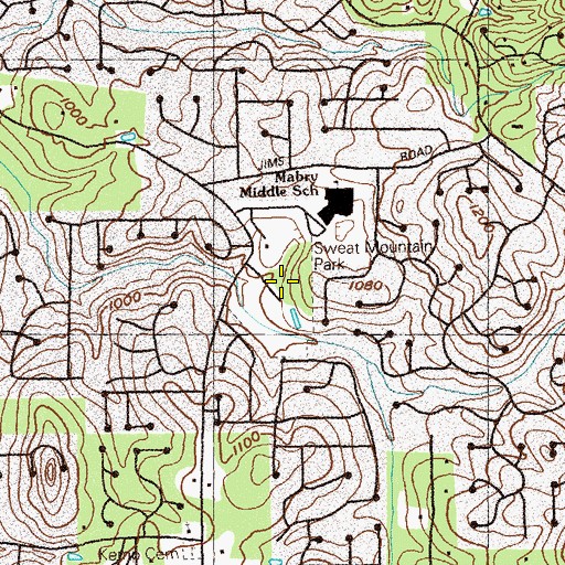 Topographic Map of Sweat Mountain Park, GA