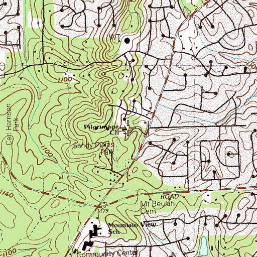 Topographic Map of Pilgrimage Church, GA