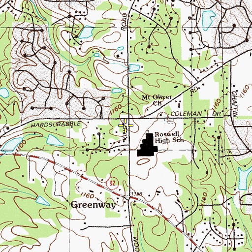 Topographic Map of Roswell Church of Christ, GA