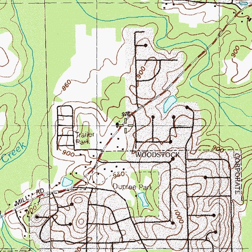 Topographic Map of Woodstock Presbyterian Church, GA