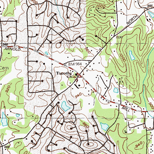 Topographic Map of Timothy Lutheran Church, GA