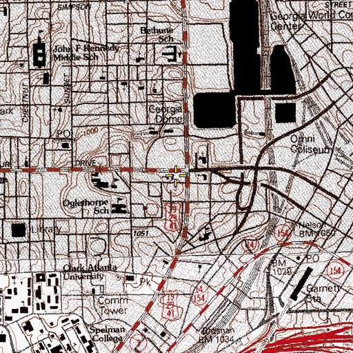 Topographic Map of Central United Methodist Church, GA