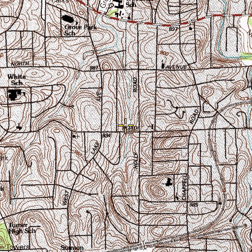 Topographic Map of Simpson-Lanier Shopping Center, GA