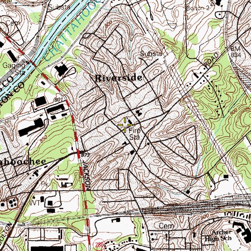 Topographic Map of Riverside Church of God, GA