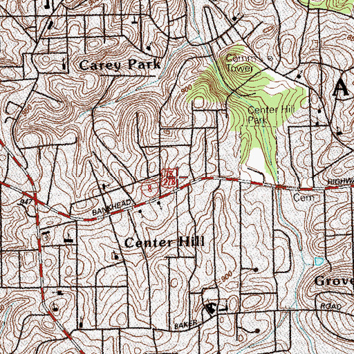 Topographic Map of Center Hill School, GA