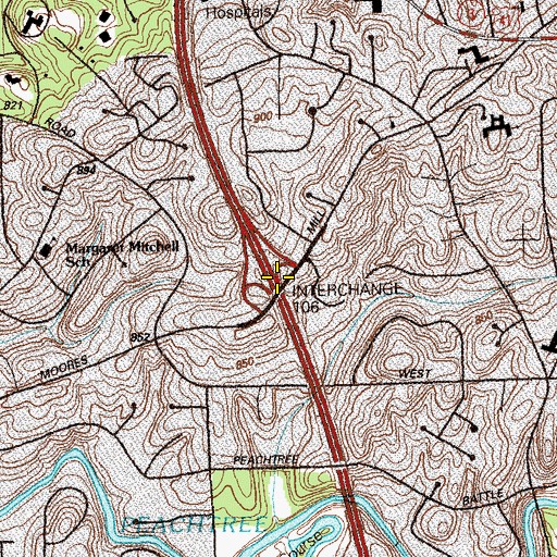 Topographic Map of Interchange 106, GA