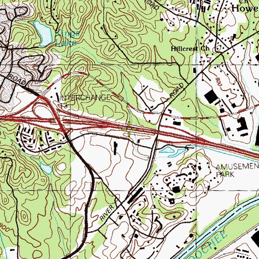 Topographic Map of Interchange 13, GA