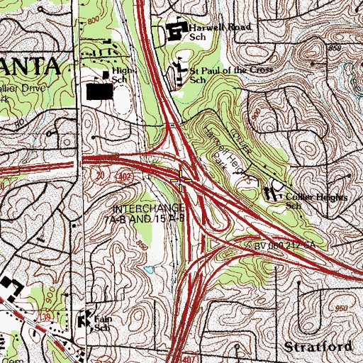 Topographic Map of Interchange 15, GA