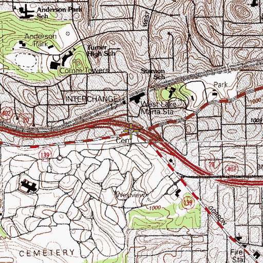 Topographic Map of Interchange 17, GA