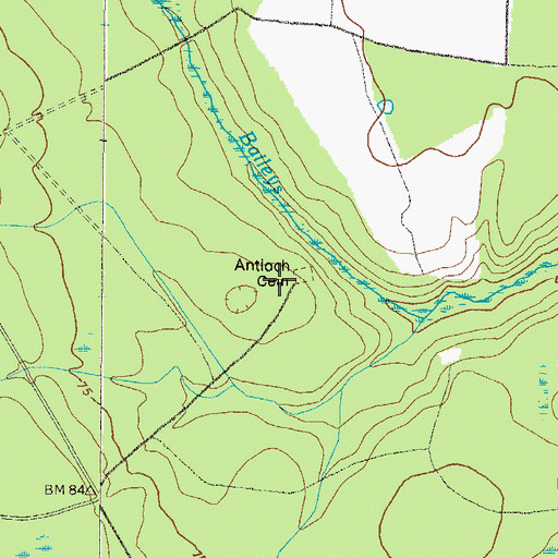 Topographic Map of Antioch Church (historical), GA