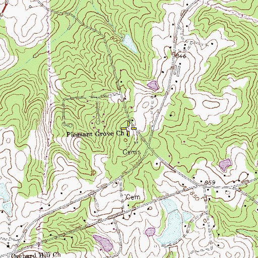 Topographic Map of Pleasant Grove School (historical), GA