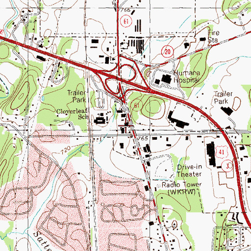 Topographic Map of Collins Pointe Shopping Center, GA