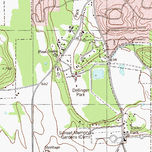 Topographic Map of Dellinger Park, GA