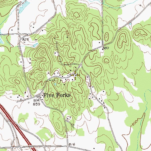 Topographic Map of Five Forks Church, GA