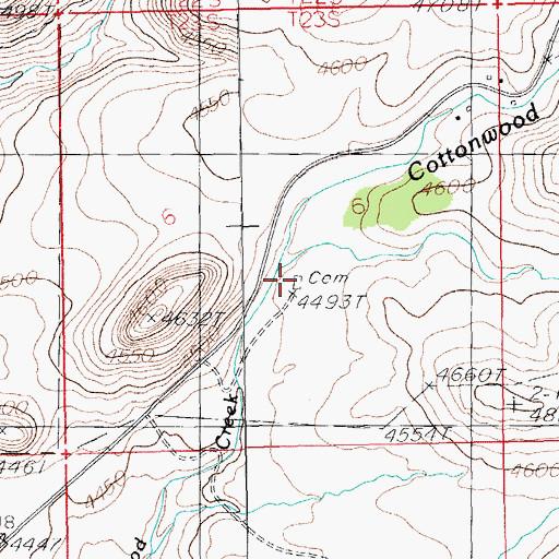 Topographic Map of Cottonwood Creek Cemetery, AZ