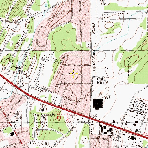 Topographic Map of Shallwood, GA