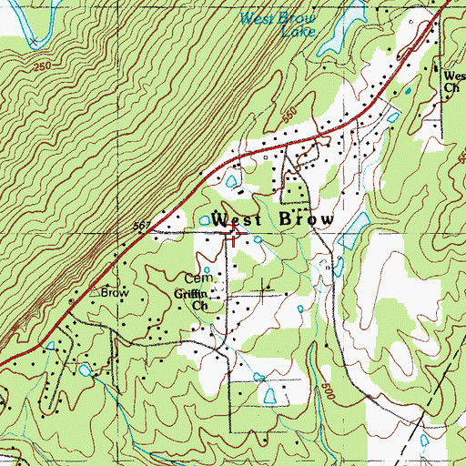 Topographic Map of West Brow School (historical), GA