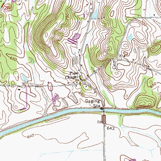 Topographic Map of Pine Chapel School (historical), GA
