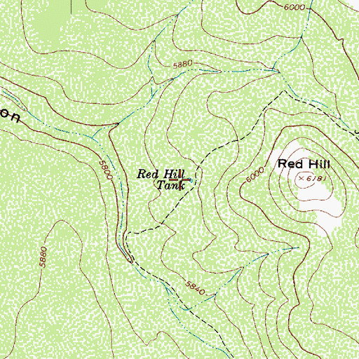 Topographic Map of Red Hill Tank, AZ