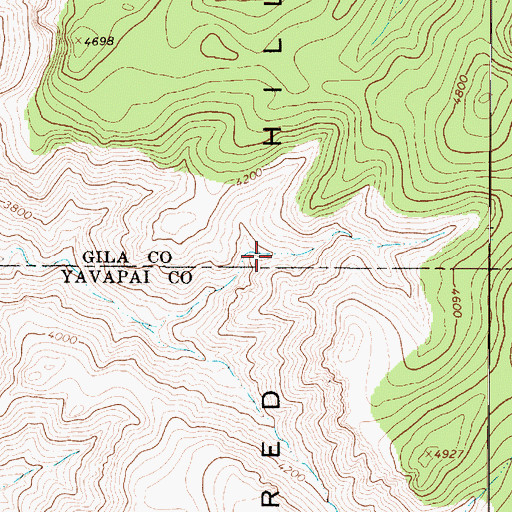Topographic Map of Red Hills, AZ