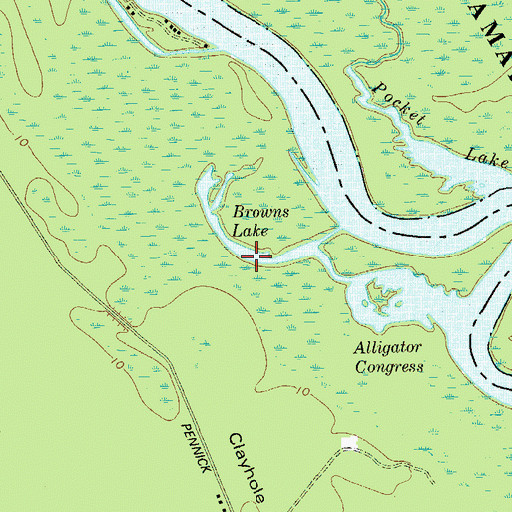 Topographic Map of Browns Lake Landing, GA