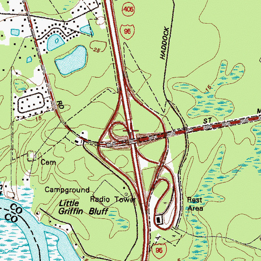Topographic Map of Scrubby Bluff School (historical), GA