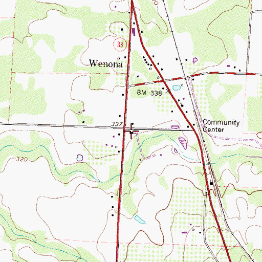 Topographic Map of Wenona Baptist Church, GA