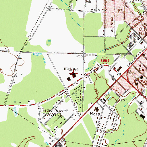 Topographic Map of Jeff Davis High School, GA