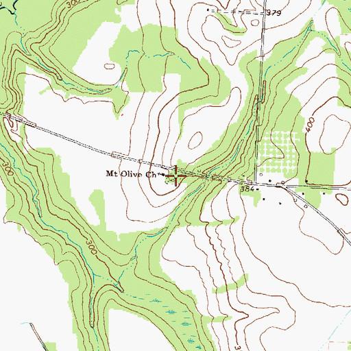 Topographic Map of Mount Olive Cemetery, GA