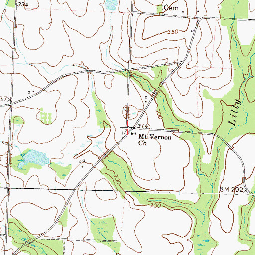 Topographic Map of Mount Vernon Cemetery, GA