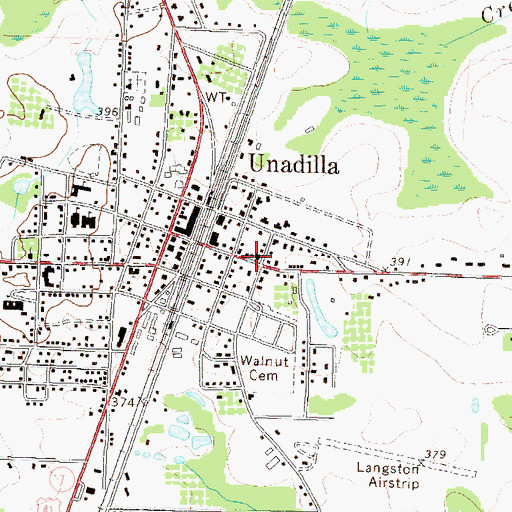 Topographic Map of Unadilla Baptist Church, GA
