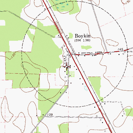 Topographic Map of Boykin Church of God, GA