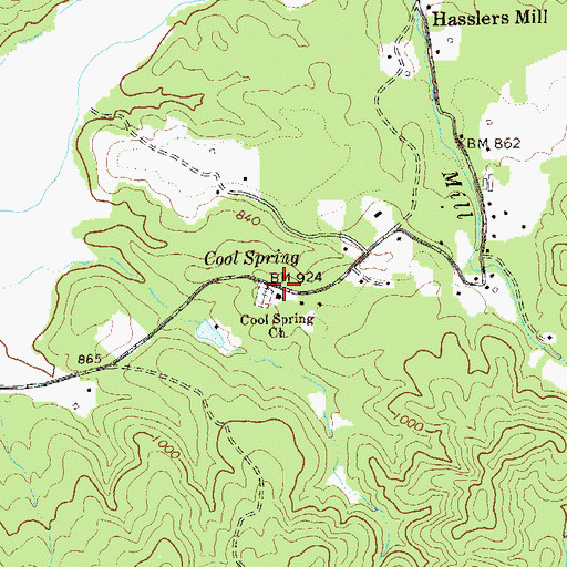 Topographic Map of Cool Spring School (historical), GA