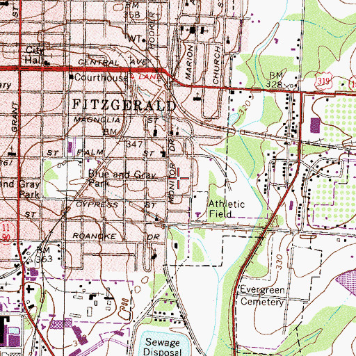 Topographic Map of Fitzgerald High School (historical), GA