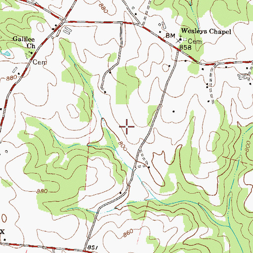 Topographic Map of Perry Cemetery, GA