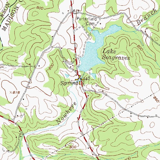 Topographic Map of Seagraves Mill (historical), GA