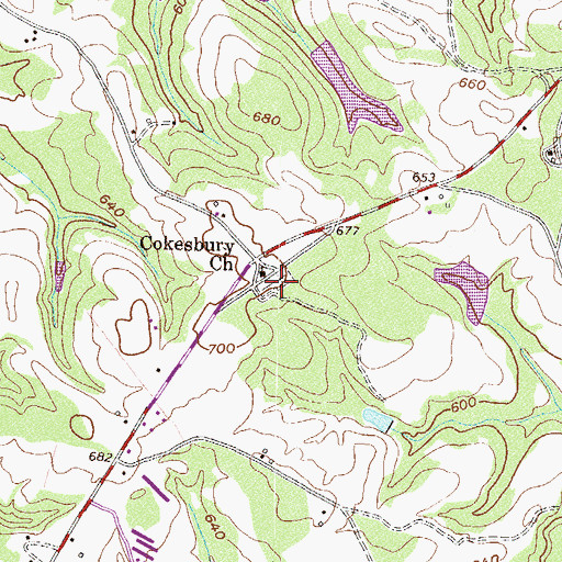Topographic Map of Cokesbury Cemetery, GA