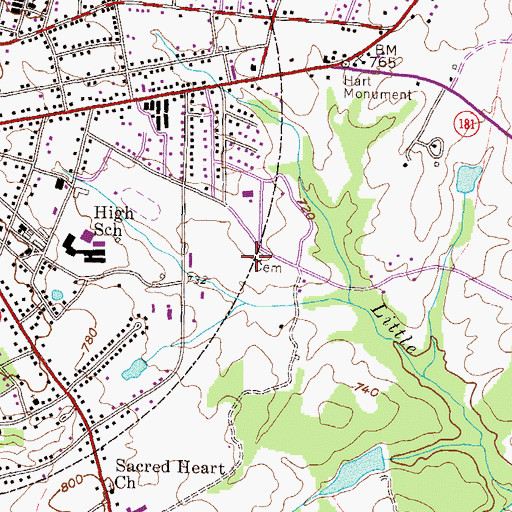 Topographic Map of Powell Cemetery, GA