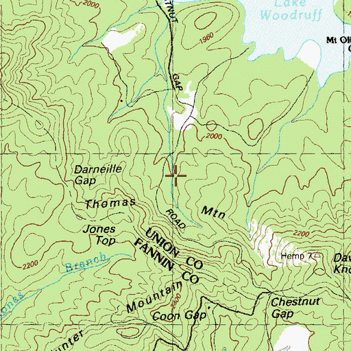 Topographic Map of Thomas Mountain, GA