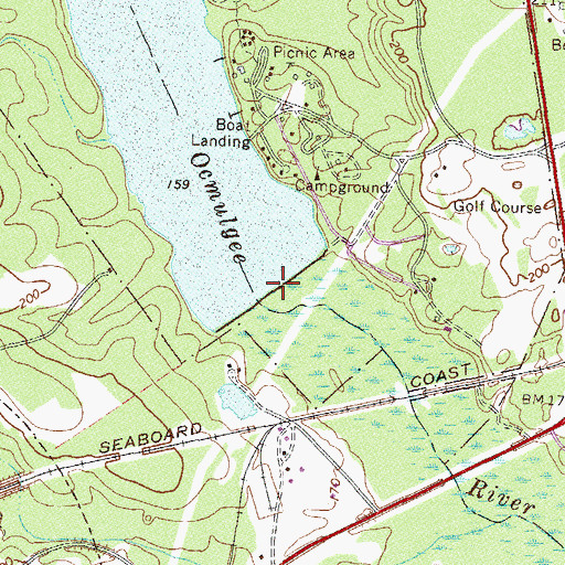 Topographic Map of Little Ocmulgee Lake Dam, GA
