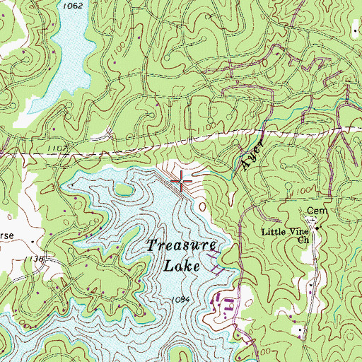 Topographic Map of Treasure Lake Dam, GA