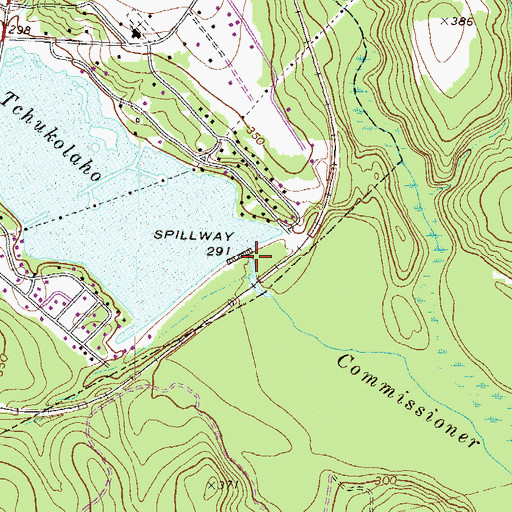 Topographic Map of Lake Tchukolaho Dam, GA
