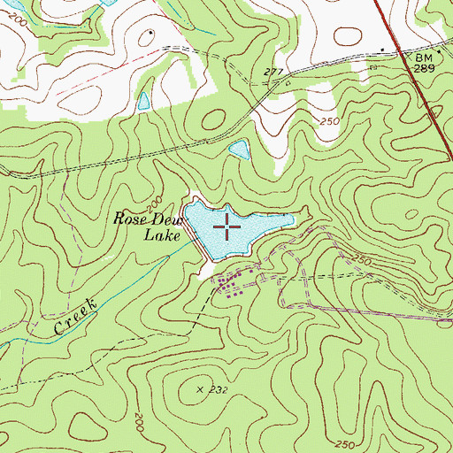 Topographic Map of Rose Dew Lake Dam, GA