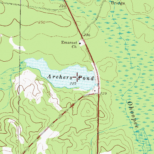 Topographic Map of Archers Pond Dam, GA