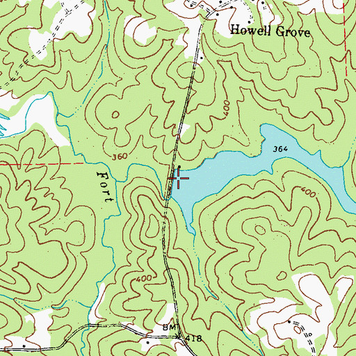 Topographic Map of Dickens Lake Dam, GA