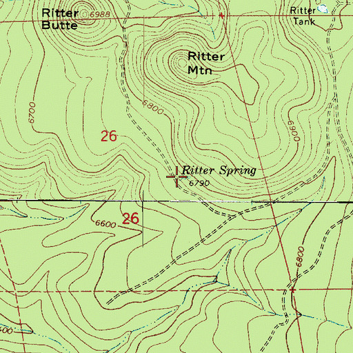 Topographic Map of Ritter Spring, AZ