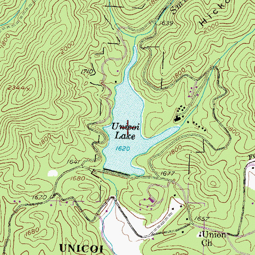 Topographic Map of Unicoi Lake, GA