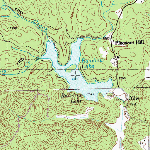Topographic Map of Rainbow Lake Dam, GA