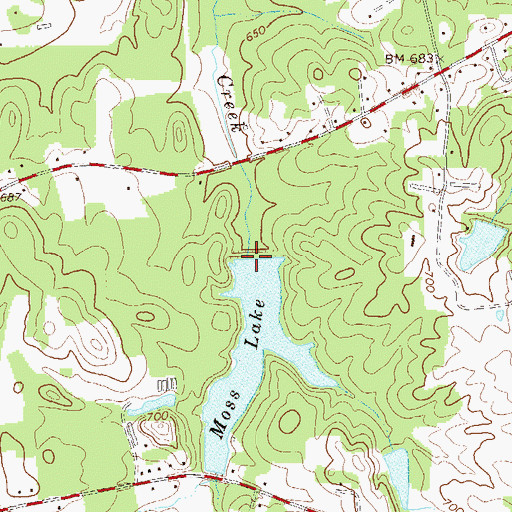 Topographic Map of Moss Lake Dam, GA